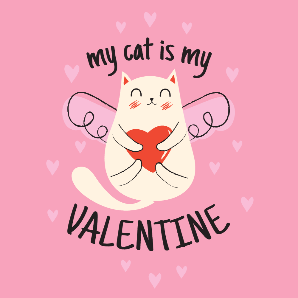 Valentines day cat editable t-shirt template | Create Designs