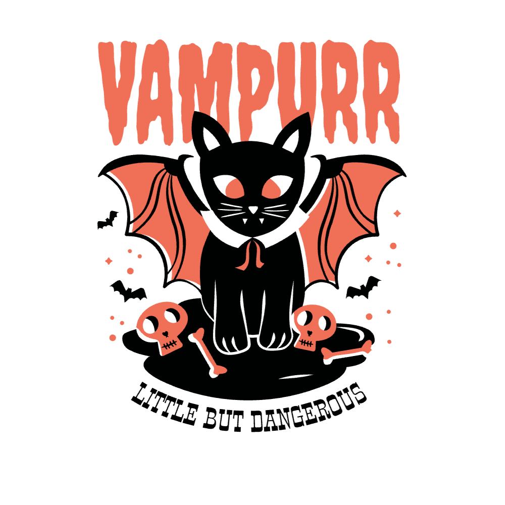 Vampire cat editable t-shirt design template