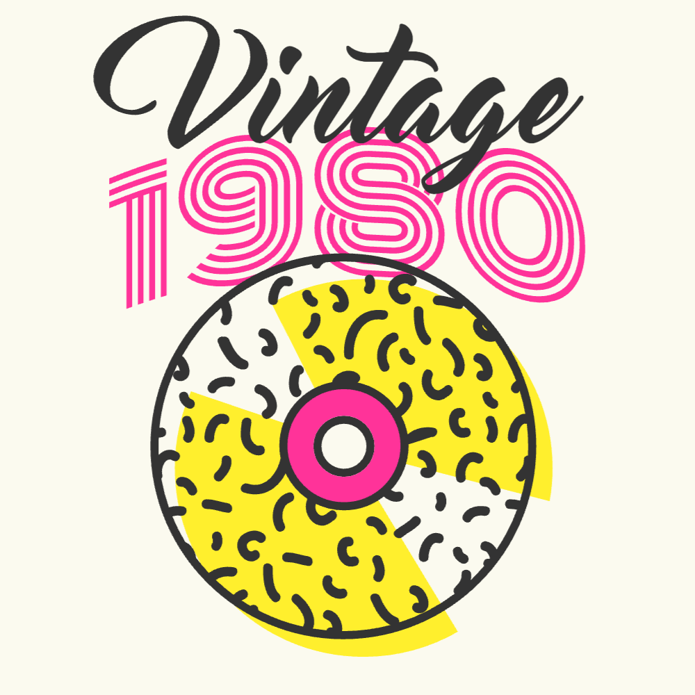 Vintage 1980s CD editable t-shirt template | Create Merch Online