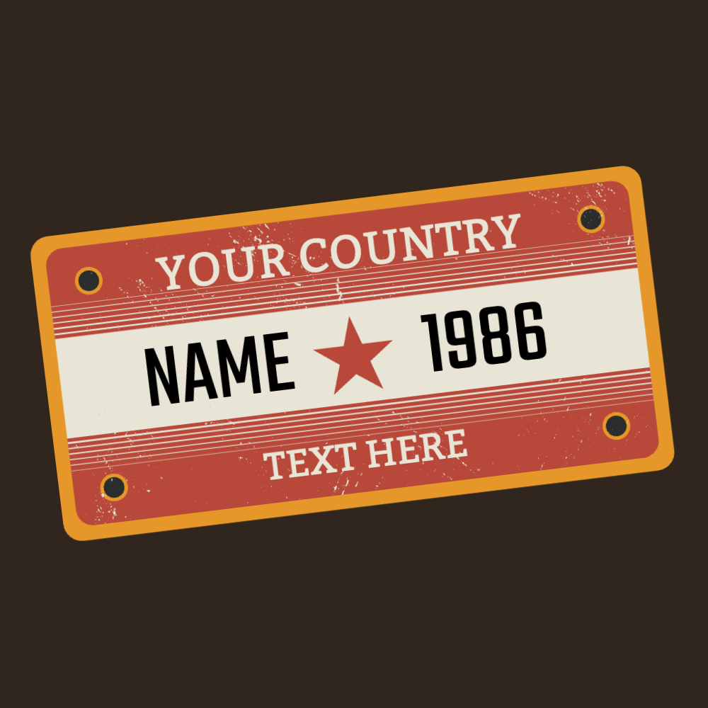 Vintage car plate red editable t-shirt template | Create Online