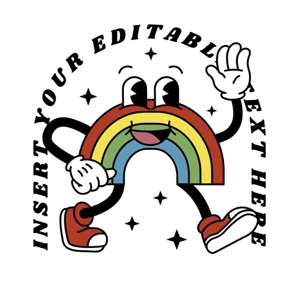 Walking rainbow cartoon editable t-shirt template | Create Designs