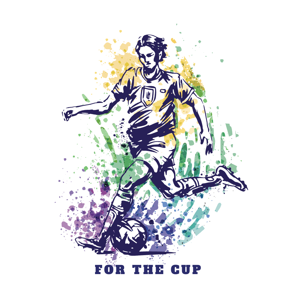 Watercolor soccer player editable t-shirt template