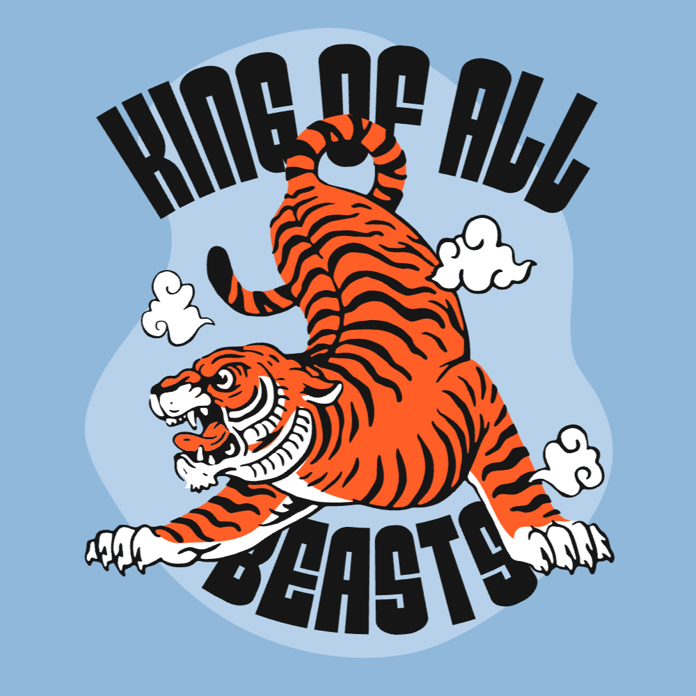 Wild tiger roaring editable t-shirt template | Create Merch