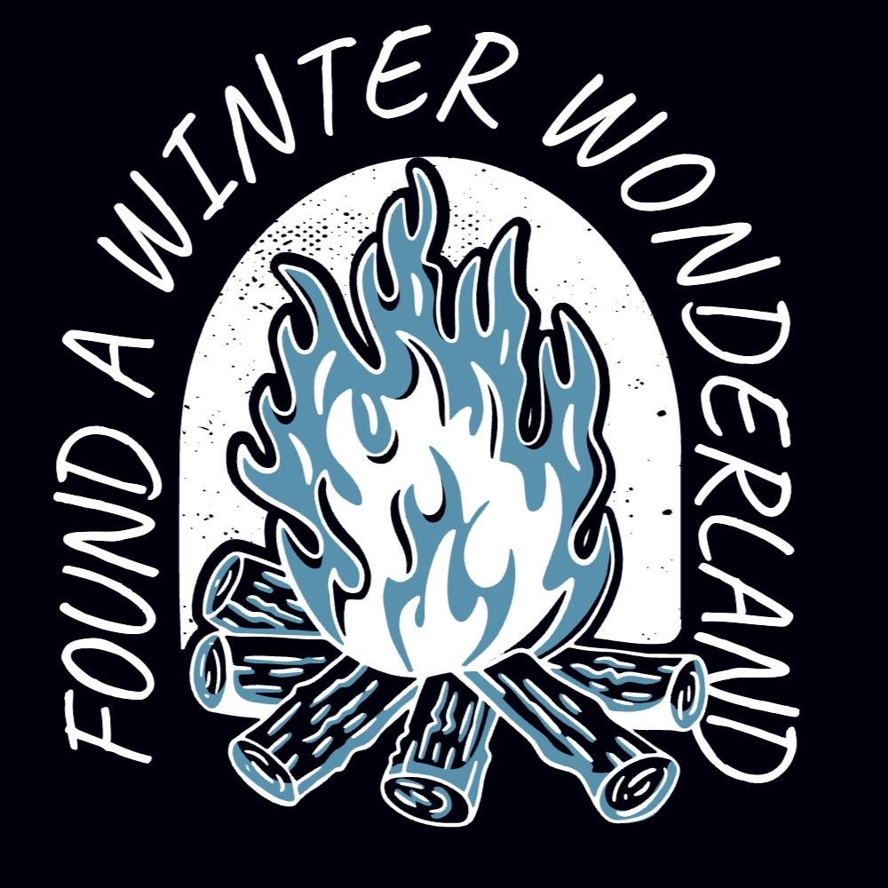 Winter bonfire editable t-shirt template