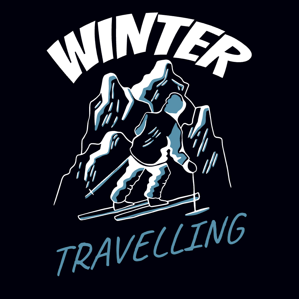 Winter traveling ski editable t-shirt template
