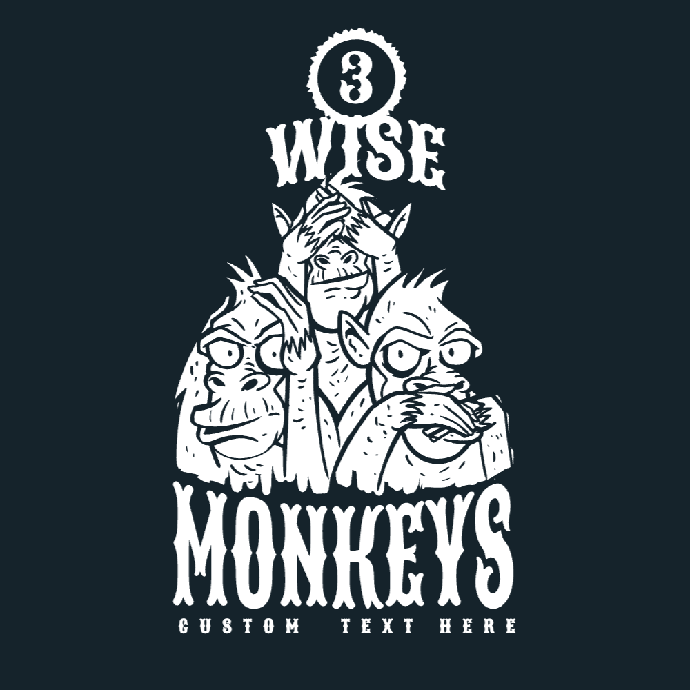 Wise monkeys editable t-shirt template | Create Merch Online