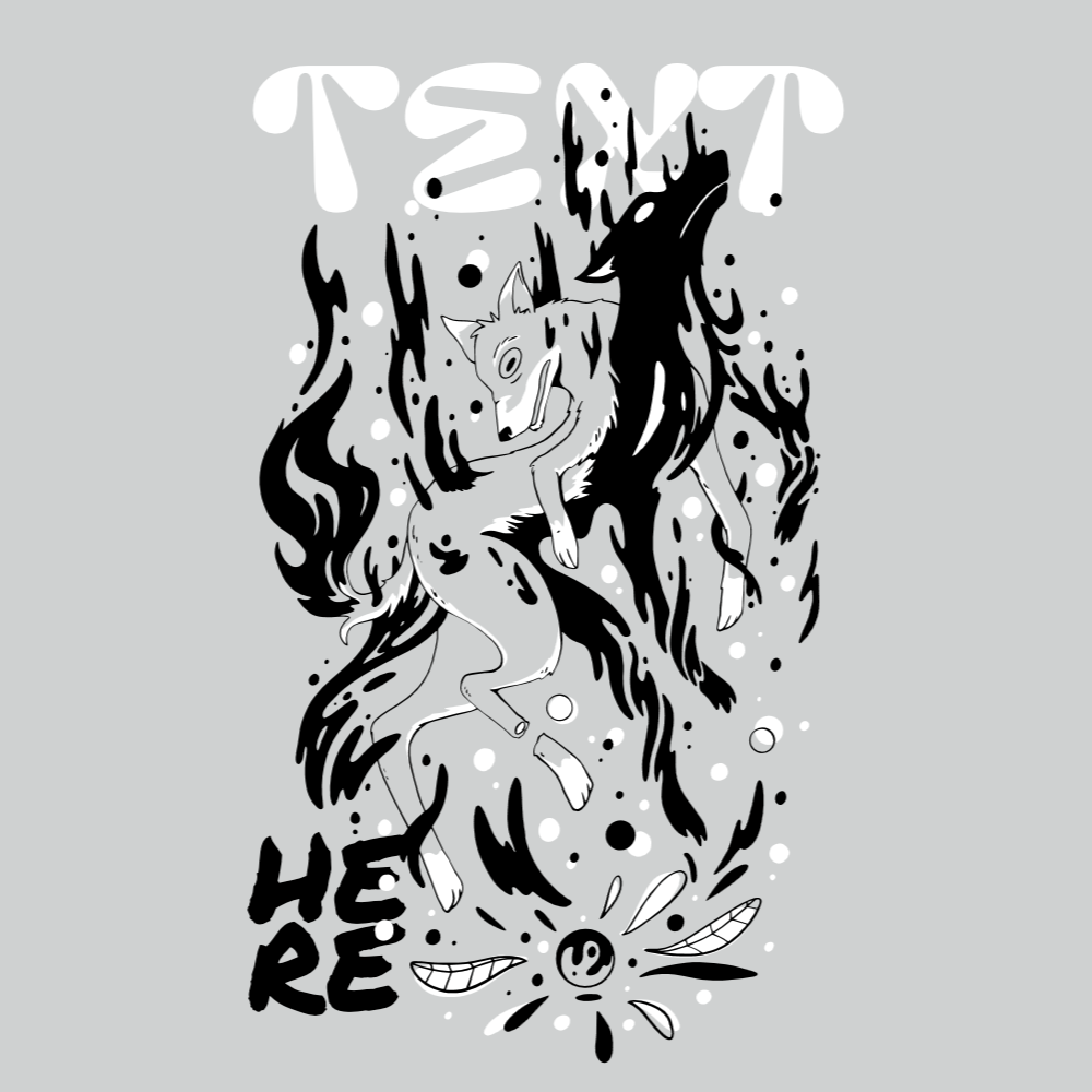 Wolves abstract editable t-shirt design template