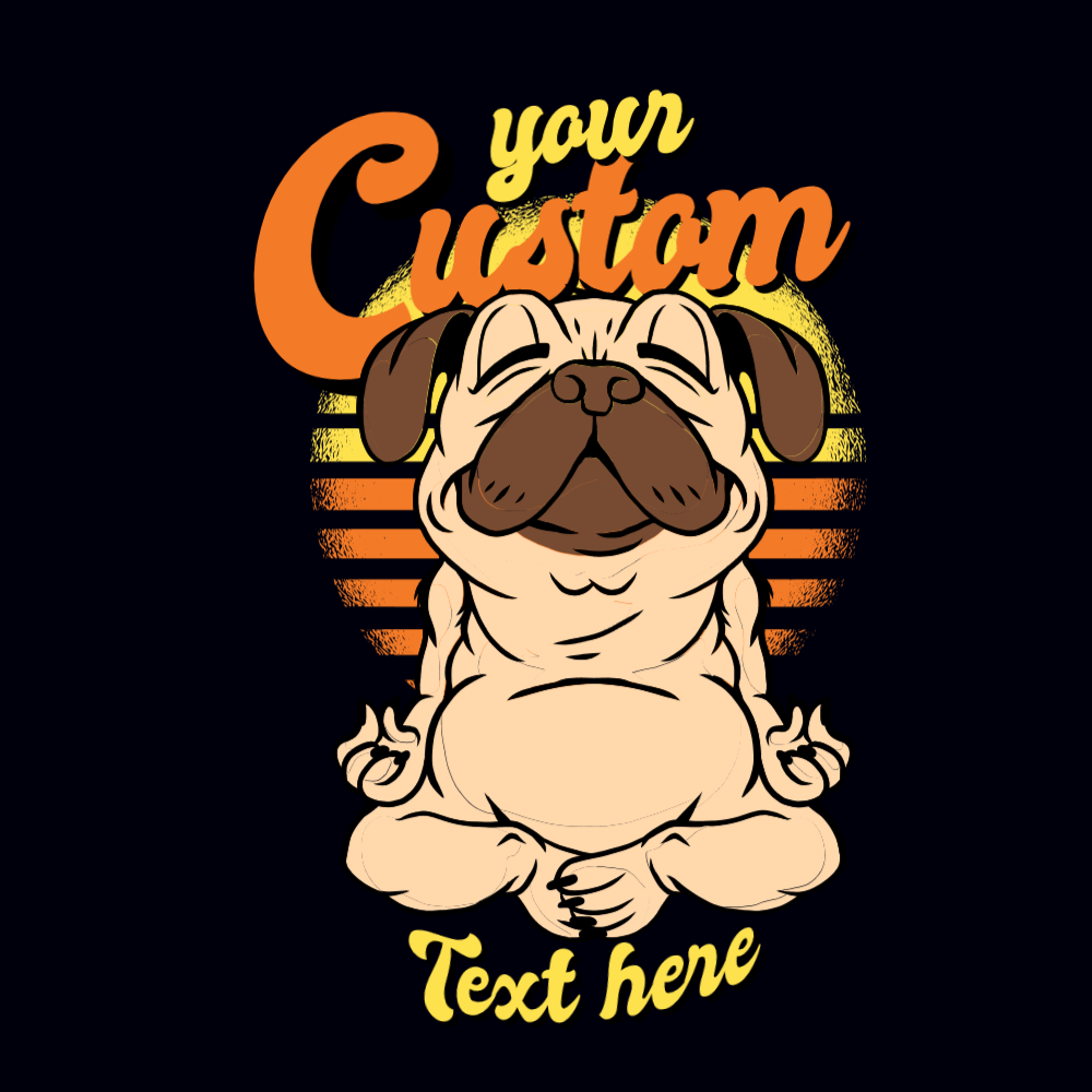 Yoga pug dog editable t-shirt template | T-Shirt Maker
