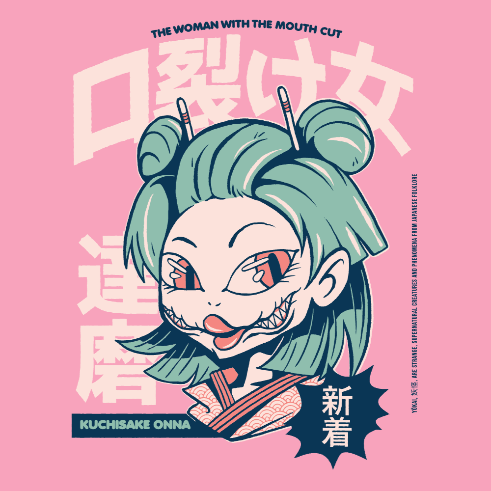 Yokai Kuchisake-Onna editable t-shirt template | Create Merch Online
