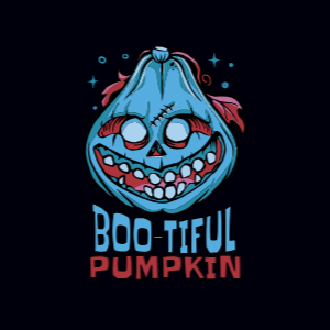 Scary zombie pumpkin editable t-shirt design template