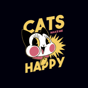 Cartoon happy cat editable t-shirt template