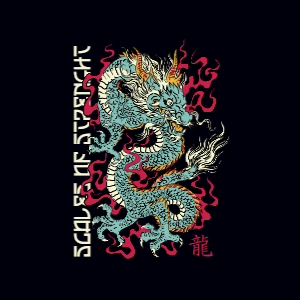 Detailed Chinese dragon editable t.shirt template