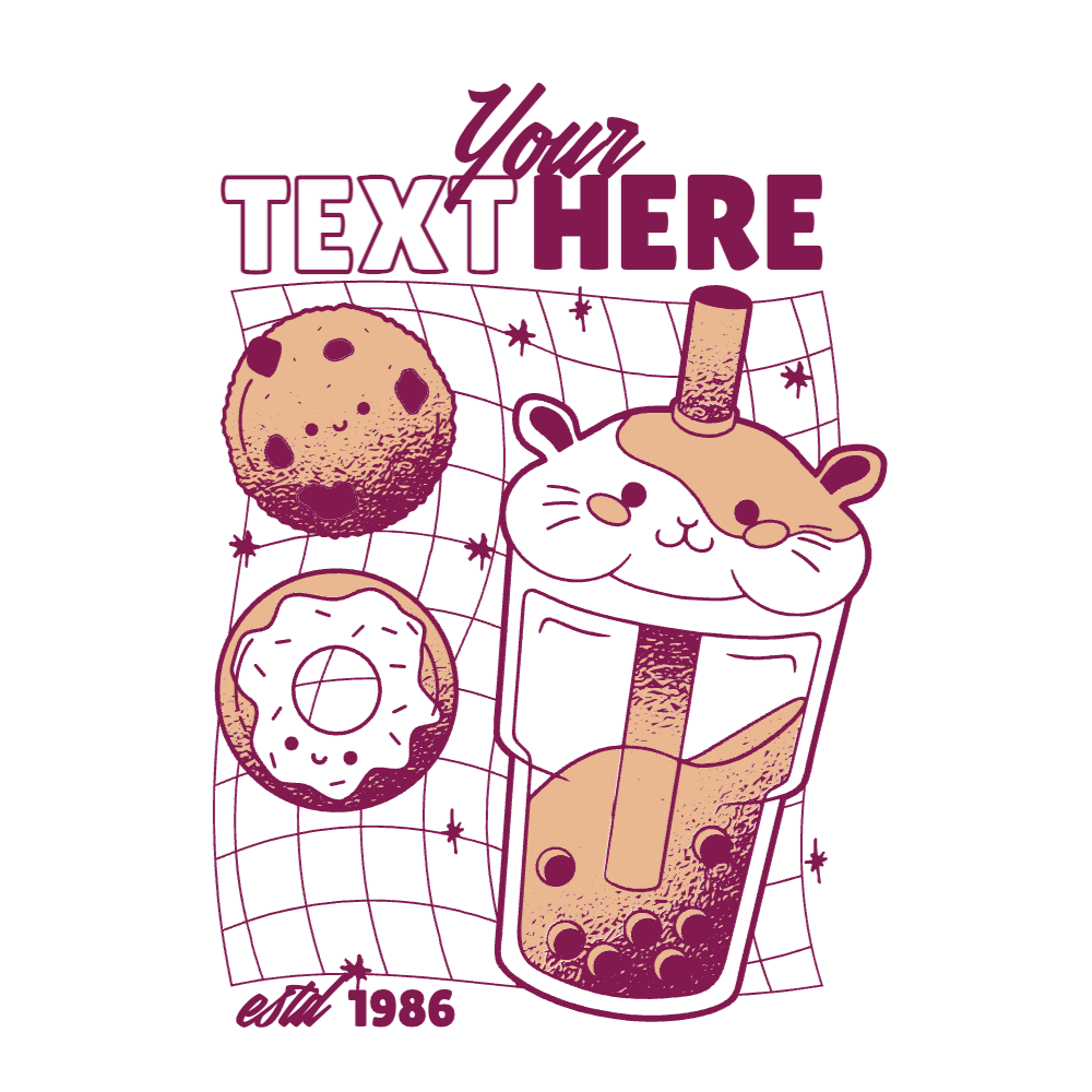 Cute food and drinks editable t-shirt design template