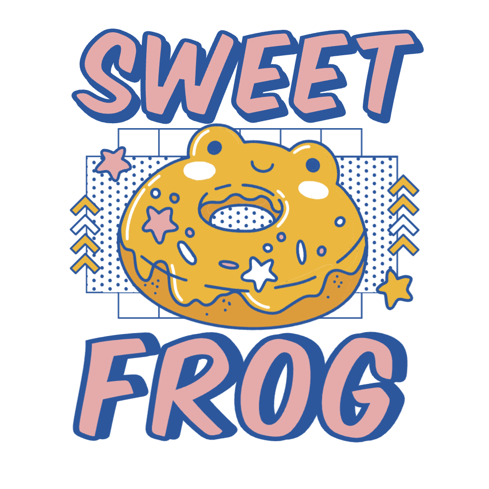 Donut frog editable t-shirt design template