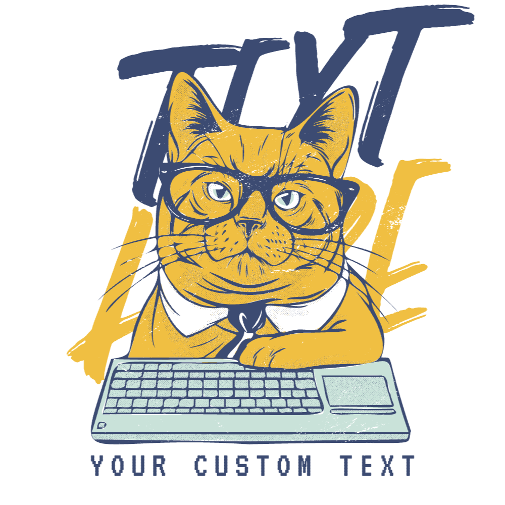 Cat with glasses editable t-shirt design template