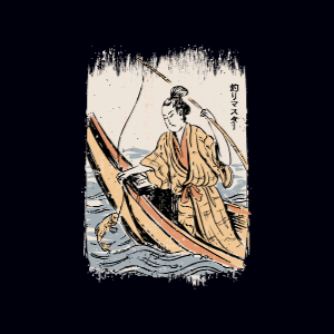 Japanese fisherman editable t-shirt template