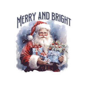 Merry and bright Santa editable t-shirt template