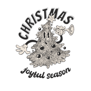Retro Cartoon Christmas Tree editable t-shirt template | T-Shirt Maker