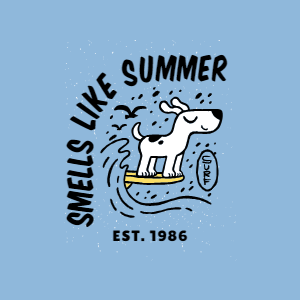 Summer dog surf editable t-shirt template