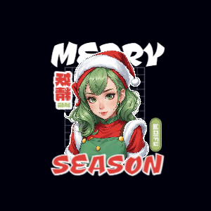 Christmas anime girl editable t-shirt template