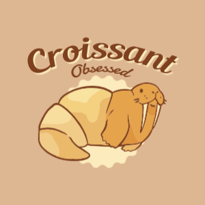 Walrus croissant editable t-shirt template