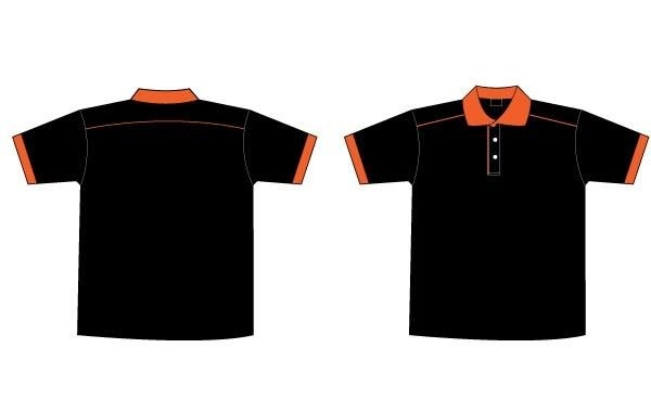 Download Free Black & Orange Collar T-Shirt Template - Vector download