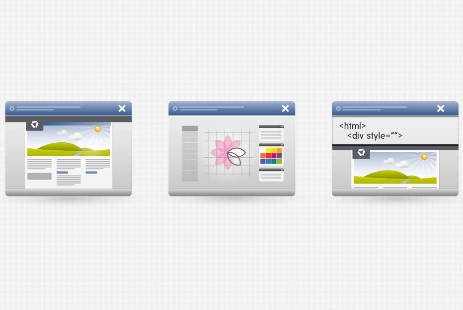 3 ícones de interface de programa de desktop