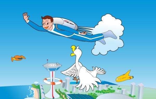 Homem em ilustração de jet pack