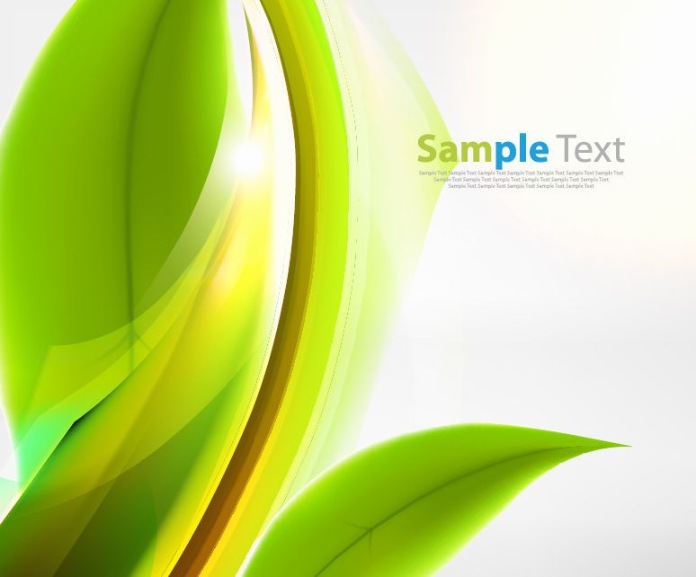 Green Abstract Eco Background with Leaf & Curves Vector download