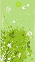 Banner florístico verde com manchas sujas