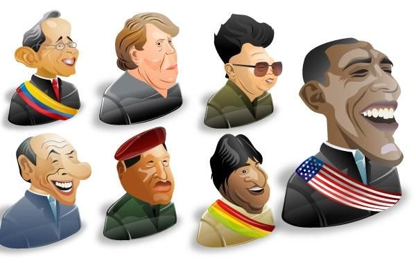 Freebie: Conjunto de ícones de 8 caracteres políticos Freebie: Conjunto de ícones de 8 caracteres políticos