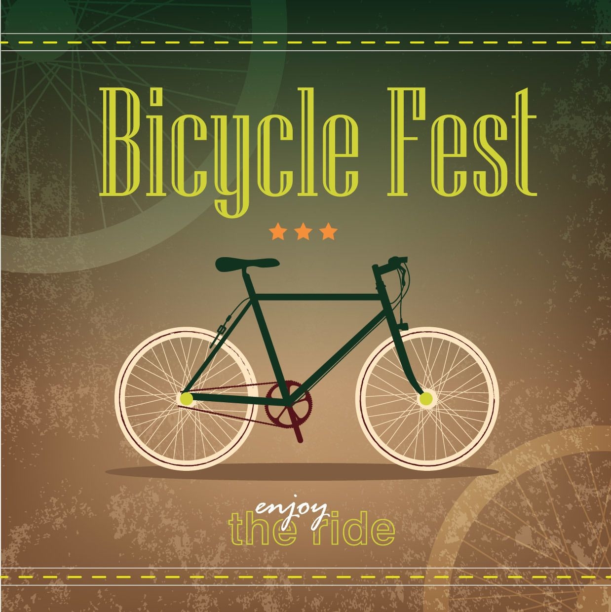 Plantilla de póster retro Grungy Bicycle Fest