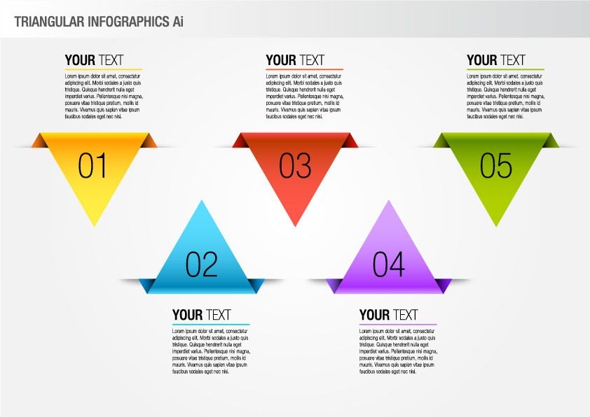 Paquete gráfico de información triangular colorido