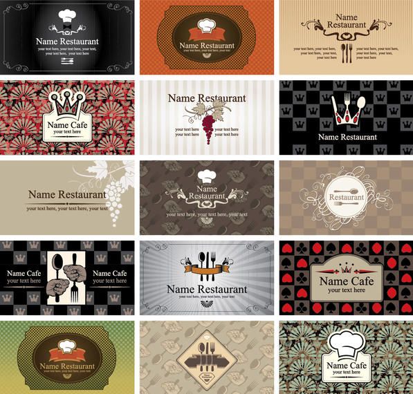 Western Style Restaurant Cafe Business Card Set Vector Western Style Restaurant Cafe Business Card Set