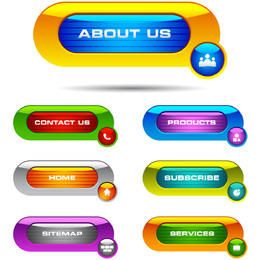 Conjunto de botones web brillante colorido