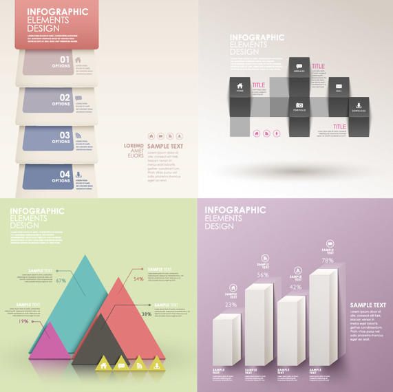 Conjunto de infografía de color claro de estilo clásico Conjunto de infografía de color claro de estilo clásico