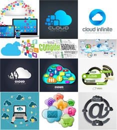 Cloud Computing Infografik & Hintergrund-Set