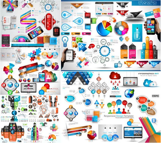 Plantilla de paquete de infografía creativa 3D brillante Plantilla de paquete de infografía creativa 3D brillante