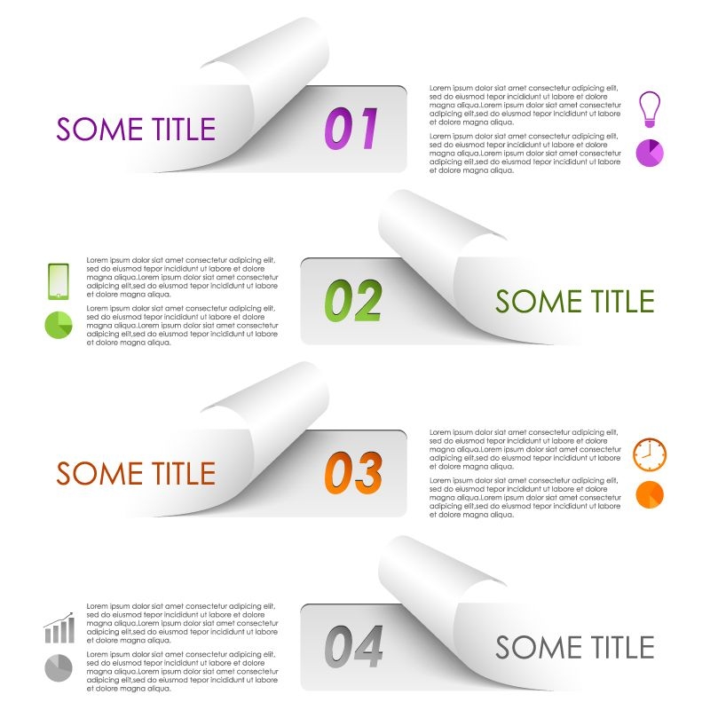 Kreatives Flip Edge Papier Infografik-Set
