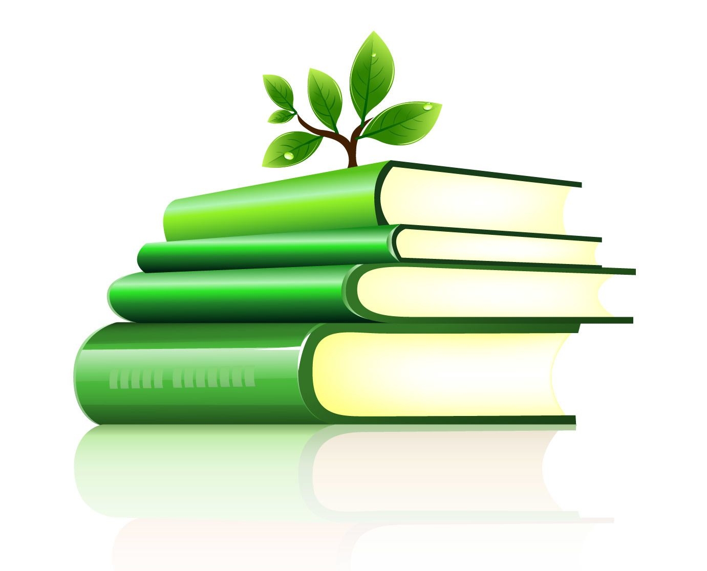 Árbol plantado sobre una pila de libros verdes