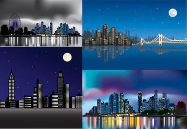 Hermoso paquete de ciudad abstracta en la noche