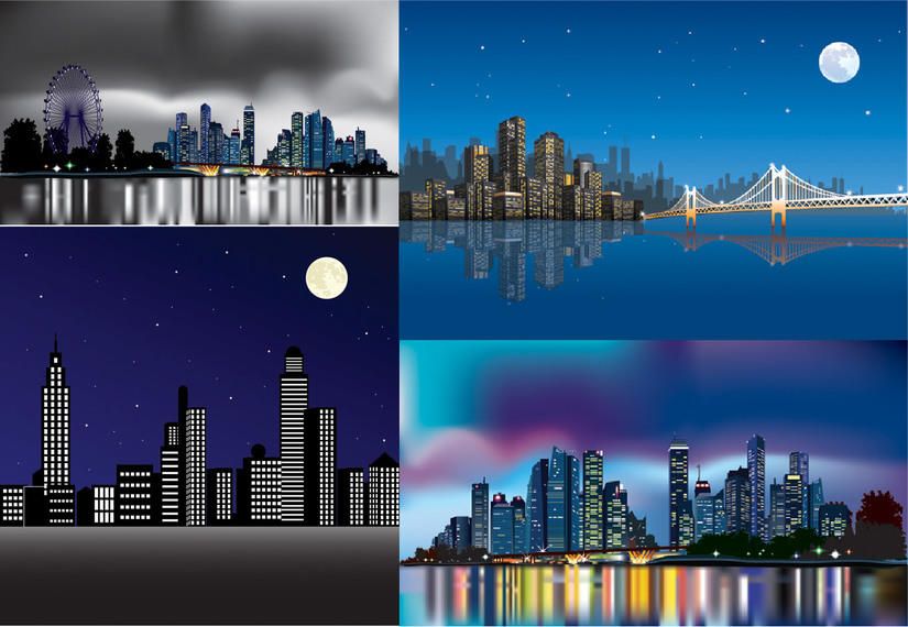Beautiful Abstract City Pack in the Night Beautiful Abstract City Pack in the Night