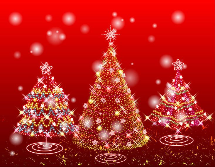 Shiny Decorative 3 Christmas Trees - Vector download