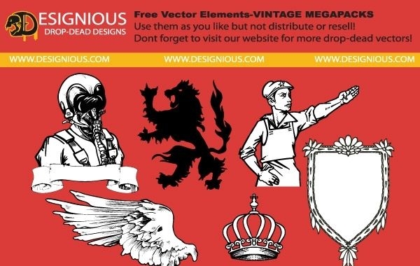 Elementos vectoriales gratuitos del mega pack vintage