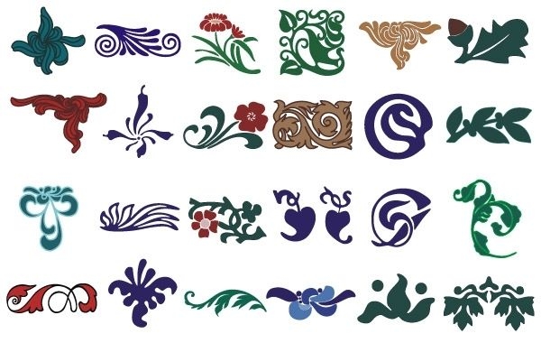 Conjunto de elementos de design floral