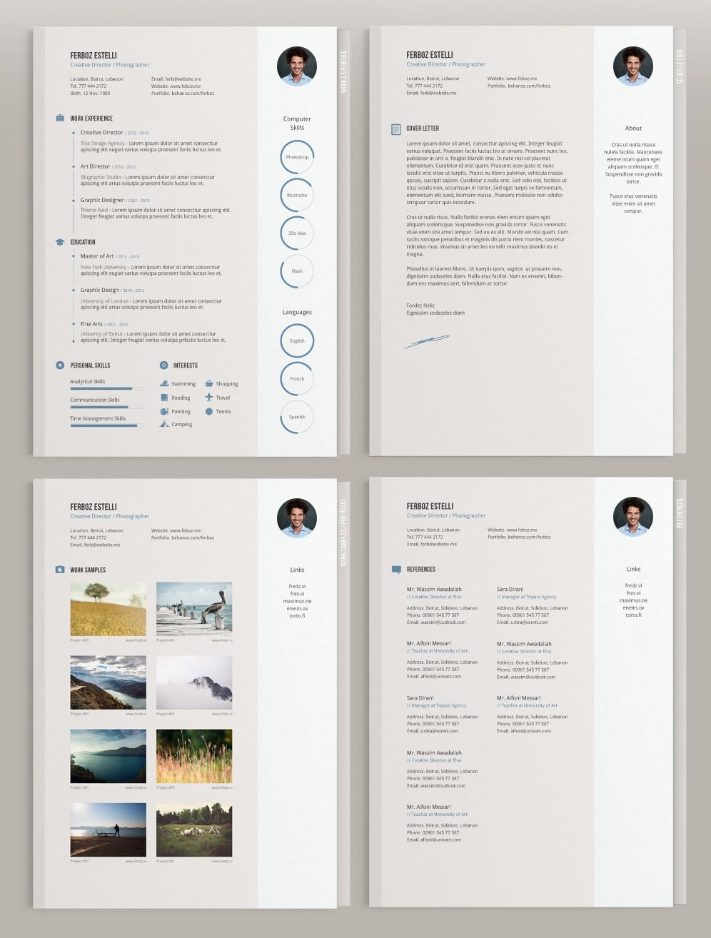 classic style elegant 4 pages cv template