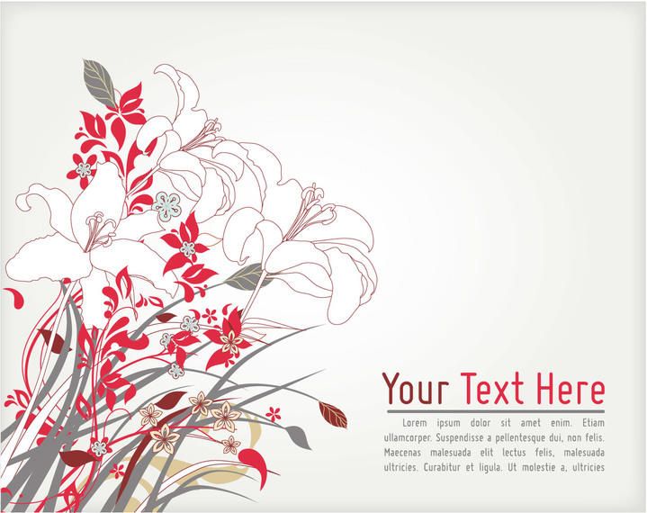 Retro Abstract Floral Corner Card Template Retro Abstract Floral Corner Card Template