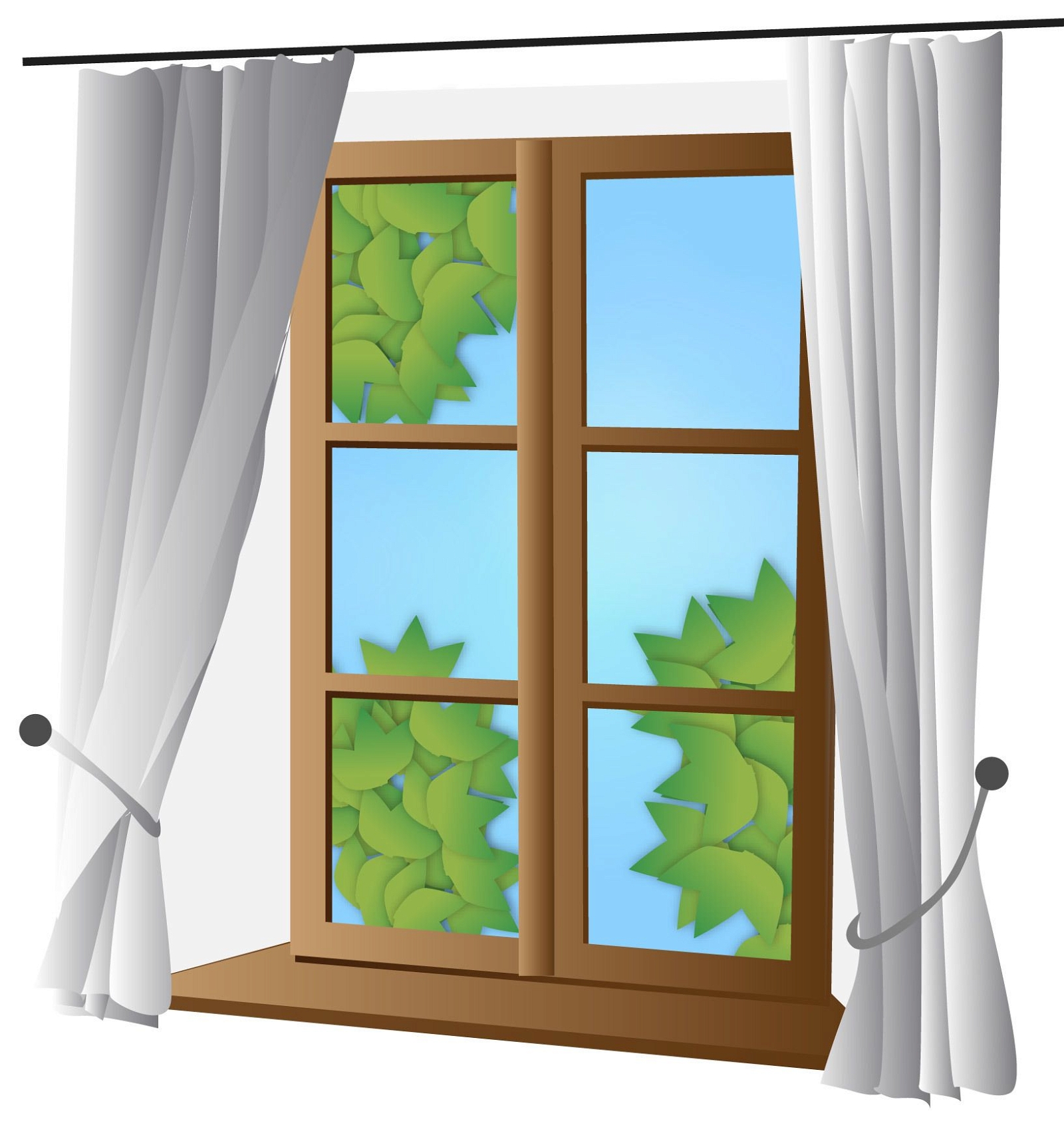 Geschlossenes Fenster mit Vorhang