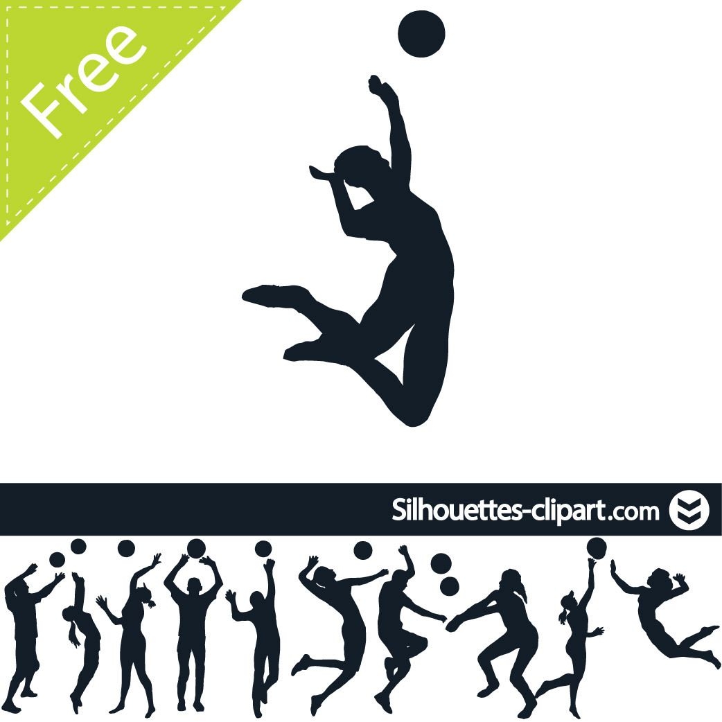 Download Male Female Volleyball Player Pack Silhouette - Vector ...