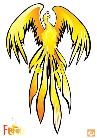 Pájaro de Phoenix abstracto amarillo Pájaro de Phoenix abstracto amarillo